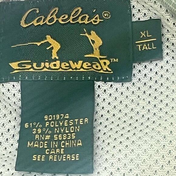 Cabelas Green Guide Wear  Men’s Long Sleeve SPF Fishing Shirt Sz XL Tall - Picture 4 of 5